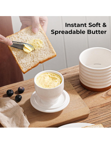 Tazón de Mantequilla Y YHY con Tapa y Agua, 140g, Marfil