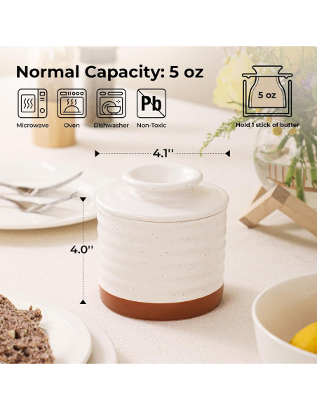 Tazón de Mantequilla Y YHY con Tapa y Agua, 140g, Marfil