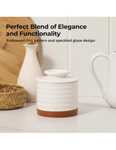 Tazón de Mantequilla Y YHY con Tapa y Agua, 140g, Marfil