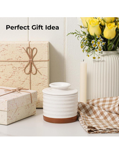 Tazón de Mantequilla Y YHY con Tapa y Agua, 140g, Marfil