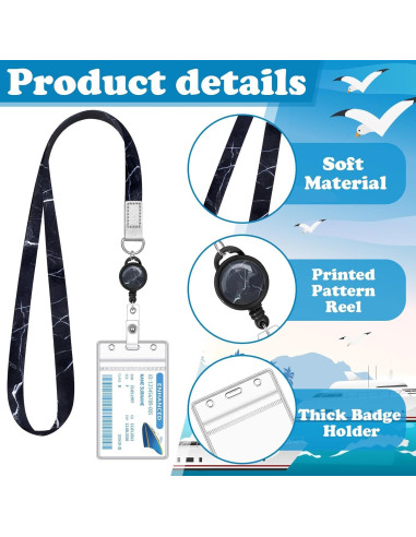 Lanyard de Crucero HONSIO 2 Piezas con Carrete Retráctil ID