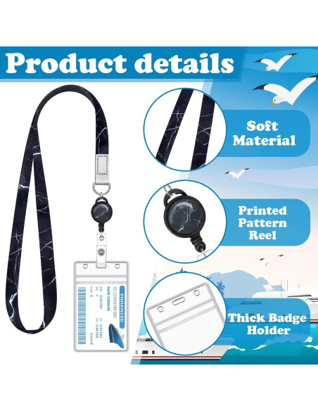 Lanyard de Crucero HONSIO 2 Piezas con Carrete Retráctil ID