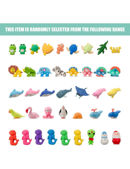 30 Gomas de Borrar 3D de Animales Clock King - Coloridas