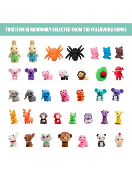 30 Gomas de Borrar 3D de Animales Clock King - Coloridas