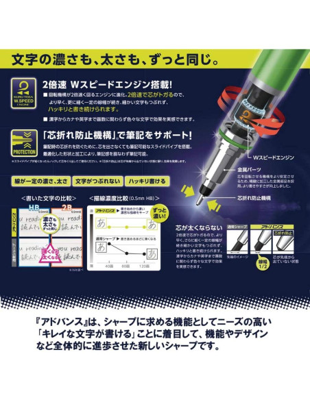 Lápiz Mecánico Kuru Toga Advance Mitsubishi 0.7mm Blanco