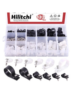 Hilitchi 132 Pcs Abrazaderas de Cable Tipo R Nylon 6-23mm