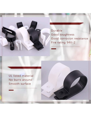 Hilitchi 132 Pcs Abrazaderas de Cable Tipo R Nylon 6-23mm