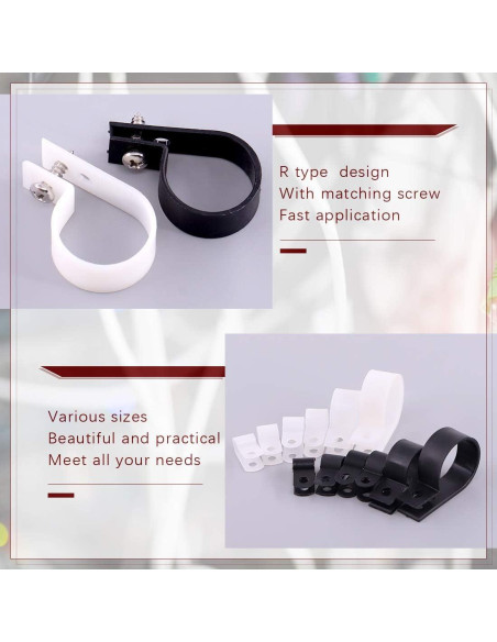 Hilitchi 132 Pcs Abrazaderas de Cable Tipo R Nylon 6-23mm