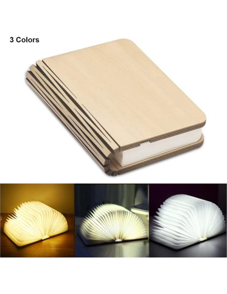 Luz de Libro LED SagaSave Plegable Recargable USB 3 Colores