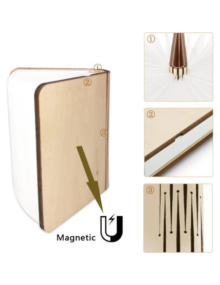 Luz de Libro LED SagaSave Plegable Recargable USB 3 Colores