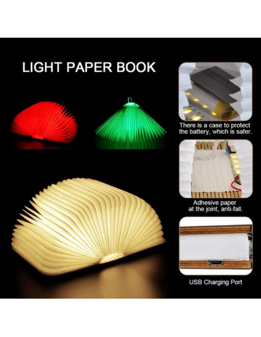 Luz de Libro LED SagaSave Plegable Recargable USB 3 Colores