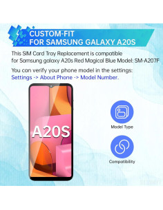 Bandeja de tarjeta SIM para Samsung Galaxy A20s - Rojo 2