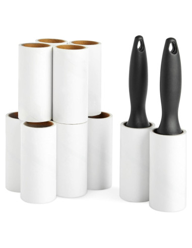 Rodillo Quitapelusas Reutilizable Juvale - 12 Recargas, Negro