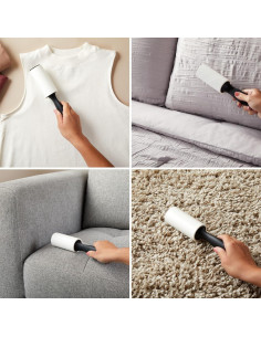 Rodillo Quitapelusas Reutilizable Juvale - 12 Recargas, Negro 2