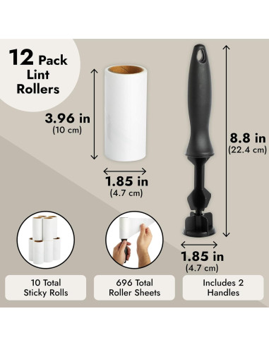 Rodillo Quitapelusas Reutilizable Juvale - 12 Recargas, Negro