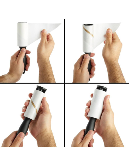 Rodillo Quitapelusas Reutilizable Juvale - 12 Recargas, Negro