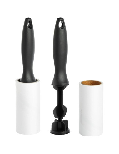 Rodillo Quitapelusas Reutilizable Juvale - 12 Recargas, Negro