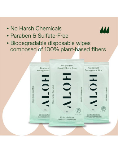 Toallitas Desinfectantes ALO Peppermint Eucalyptus 60ct