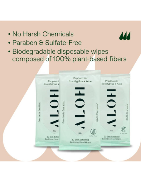 Toallitas Desinfectantes ALO Peppermint Eucalyptus 60ct