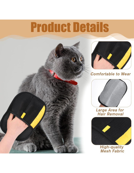 Guantes Removedores de Pelo de Mascota BOHUIZ 2 Piezas Amarillo