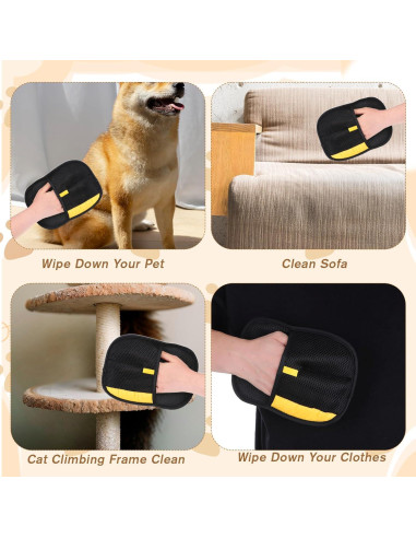 Guantes Removedores de Pelo de Mascota BOHUIZ 2 Piezas Amarillo