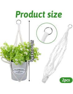 Colgador de Plantas de Macramé Hpmjz 2 Piezas 50cm Blanco 2