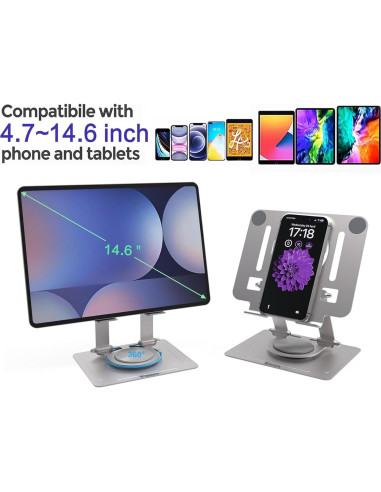 Soporte Ajustable para Tablet Winusers 360 Plegable Plata