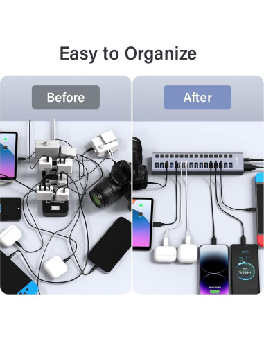 Hub USB 3.0 Alimentado ACASIS 16 Puertos 90W Aluminio