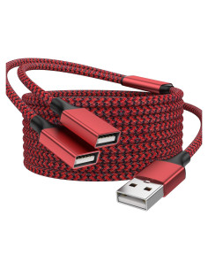 Divisor USB 2.0 BETU 1 Macho a 2 Hembras 1m Rojo