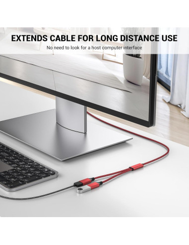 Divisor USB 2.0 BETU 1 Macho a 2 Hembras 1m Rojo