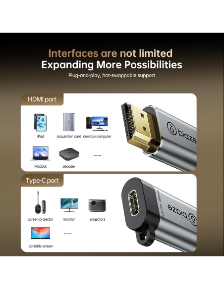 Adaptador USB-C a HDMI Biaze ZH288 4K 60Hz Plug and Play