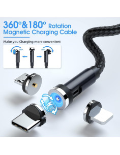 Cable de Carga Magnético 3 en 1 Bojianxin 7 Piezas 0.5m a 3m 2