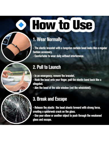 Rompedor de Ventanas de Vidrio de Carburo de Tungsteno KH866 - Pulsera de Escape