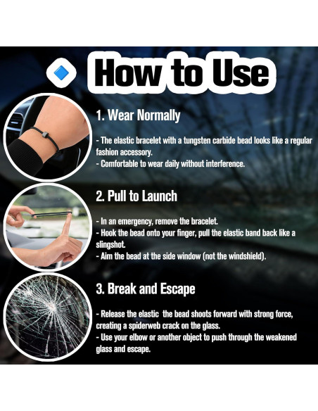 Rompedor de Ventanas de Vidrio de Carburo de Tungsteno KH866 - Pulsera de Escape