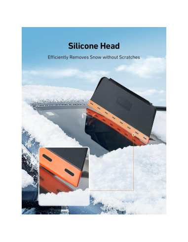 AstroAI Escoba de Nieve 2-en-1 con Raspador de Hielo 121.9 cm