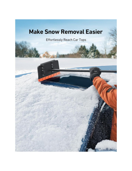 AstroAI Escoba de Nieve 2-en-1 con Raspador de Hielo 121.9 cm