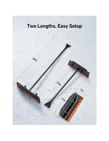 AstroAI Escoba de Nieve 2-en-1 con Raspador de Hielo 121.9 cm