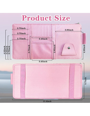Organizador de Visera Solar Rosa Kitnish - Almacenamiento para Gafas y Documentos