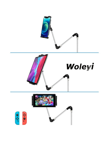 Soporte de Tablet para Riel de Asiento de Coche Woleyi - Compatible con Dispositivos de 4 a 13"