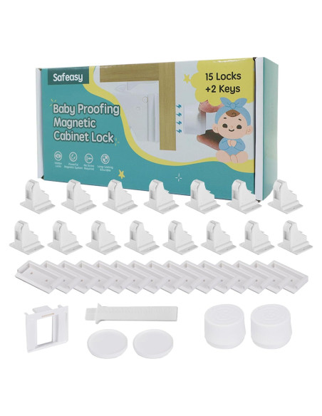 15 Cerraduras Magnéticas Safeasy para Gabinetes - Seguridad Infantil