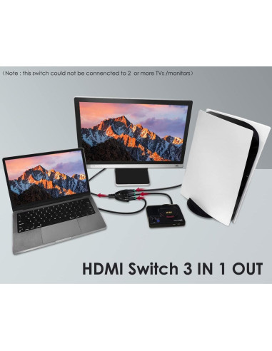 Adaptador HDMI Switch 3 en 1 DS Estilo Distintivo 4K 1080P