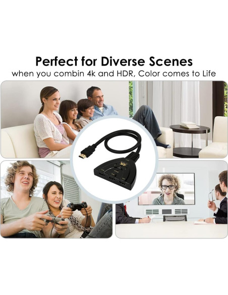 Adaptador HDMI Switch 3 en 1 DS Estilo Distintivo 4K 1080P