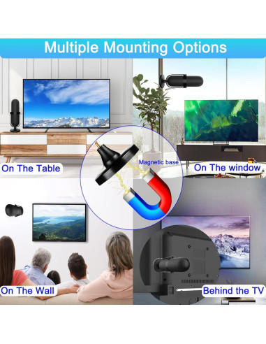 Antena de TV Digital CXYHMG MC85 4K 360 Interior Negra