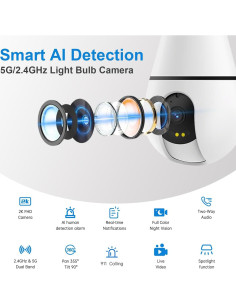 Cámara de Seguridad Bombilla STLINKIO 2K AI Inalámbrica 2