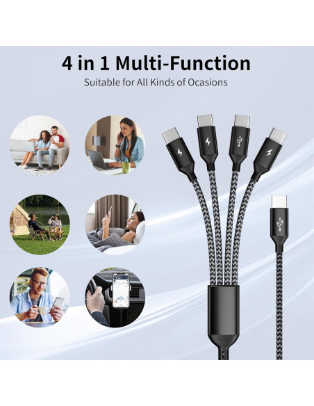 Cable Divisor USB C 4 en 1 MPATIBY 5FT Negro