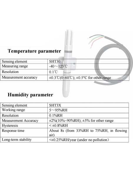 Sensor de Temperatura y Humedad RQG Modbus RTU -40C a 125C