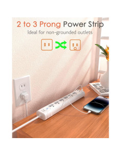 Regleta 2 Clavijas a 3 Clavijas WRXDMC 6 Salidas AC 3 USB 2