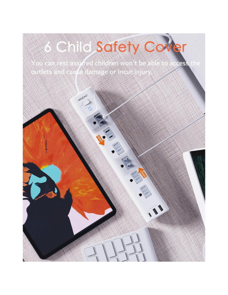 Regleta 2 Clavijas a 3 Clavijas WRXDMC 6 Salidas AC 3 USB