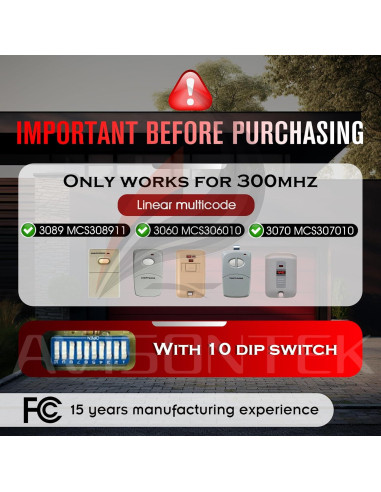 Control Remoto de Garaje MultiCode 3089 Avisontek 3PCS