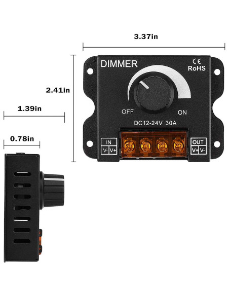 Controlador de Atenuación LED SUPERNIGHT 12-24V 30A PWM